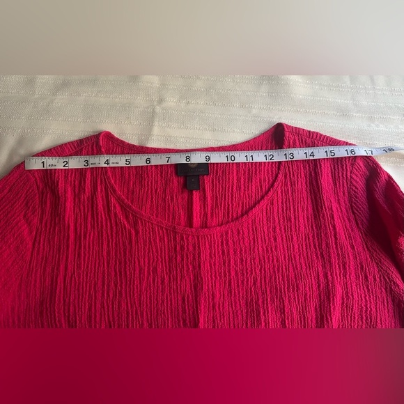 JM Collection Vibrant Coral Blouse with Button Details - Picture 7 of 11